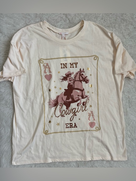 Gianni Bini Tops - Gianni Bini Women’s Oversized Cream Western Cowgirl Graphic Tee